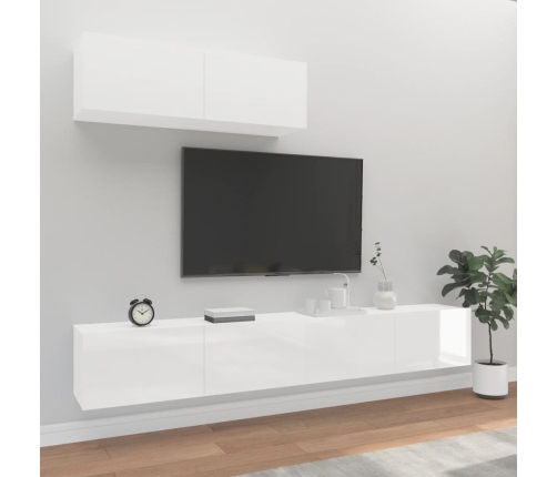 vidaXL Set de muebles de TV 3 pzas madera contrachapada blanco brillo