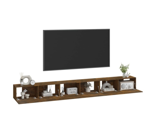 Set de muebles de TV 3 pzas madera contrachapada roble ahumado