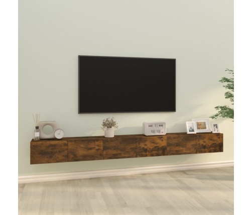 Set de muebles de TV 3 pzas madera contrachapada roble ahumado