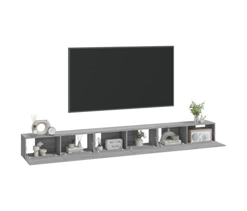 Set de muebles para TV 3 pzas madera contrachapada gris Sonoma