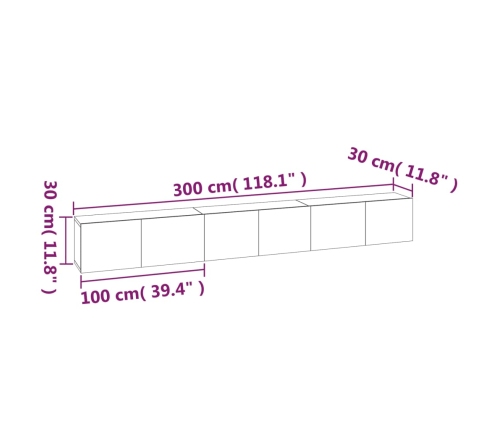 Set de muebles para TV 3 pzas madera contrachapada gris Sonoma