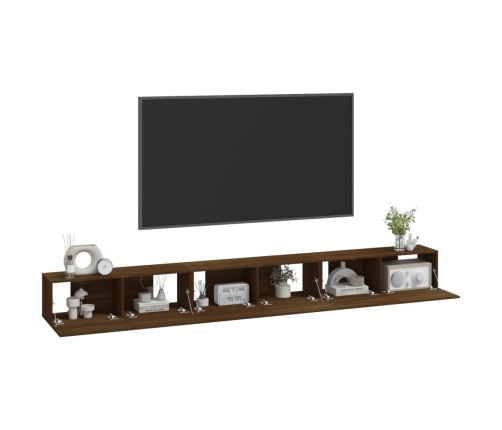 Set de muebles para TV 3 pzas madera contrachapada roble marrón