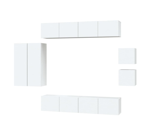 Set de muebles para TV 8 piezas madera contrachapada blanco