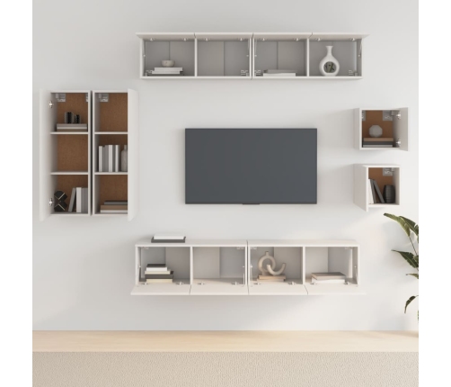 Set de muebles para TV 8 piezas madera contrachapada blanco