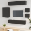 Set de muebles para TV 8 piezas madera contrachapada negro