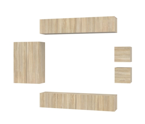 Set de muebles para TV 8 pzas madera contrachapada roble Sonoma