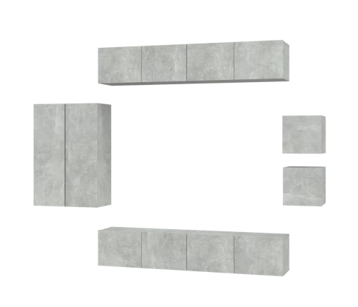 Set de muebles de TV 8 pzas madera contrachapada gris hormigón