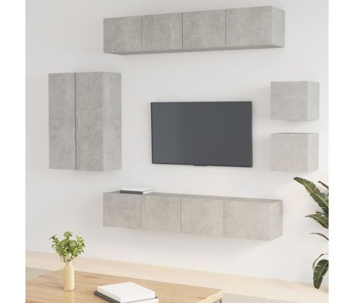 Set de muebles de TV 8 pzas madera contrachapada gris hormigón