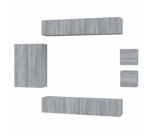 Set de muebles para TV 8 pzas madera contrachapada gris Sonoma