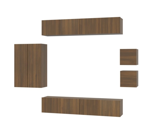 Set de muebles para TV 8 pzas madera contrachapada roble marrón