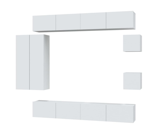 Set de muebles para TV 8 piezas madera contrachapada blanco