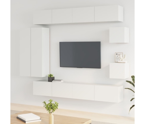 Set de muebles para TV 8 piezas madera contrachapada blanco