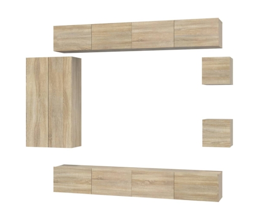 Set de muebles para TV 8 pzas madera contrachapada roble Sonoma