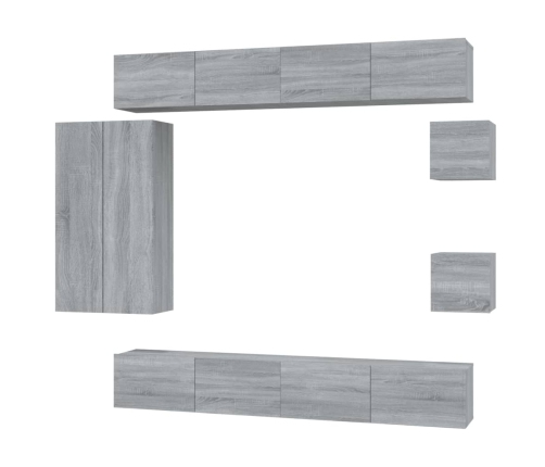 Set de muebles de TV 8 pzas madera contrachapada gris sonoma