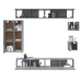 Set de muebles de TV 8 pzas madera contrachapada gris sonoma