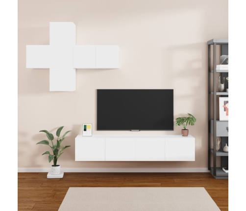 Set de muebles para TV 7 piezas madera contrachapada blanco