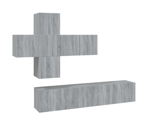 Set de muebles de TV 7 pzas madera contrachapada gris sonoma