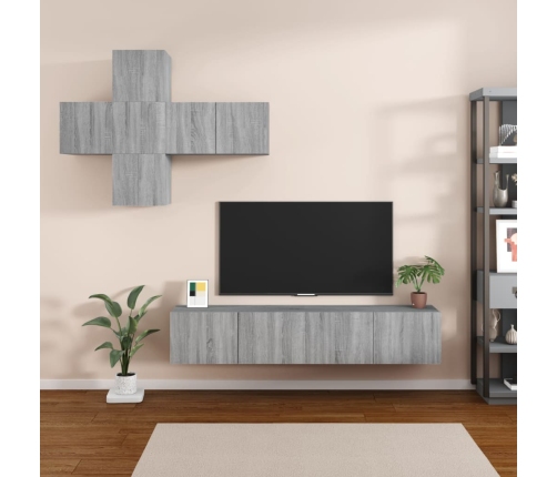 Set de muebles de TV 7 pzas madera contrachapada gris sonoma