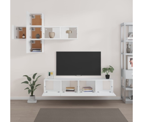 Set de muebles para TV 7 piezas madera contrachapada blanco