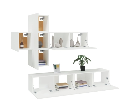 Set de muebles para TV 7 piezas madera contrachapada blanco