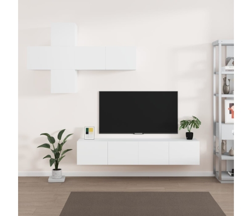 Set de muebles para TV 7 piezas madera contrachapada blanco