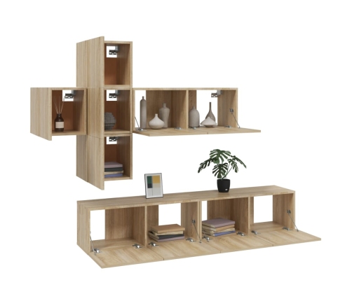 vidaXL Set de muebles para TV 7 pzas madera contrachapada roble Sonoma