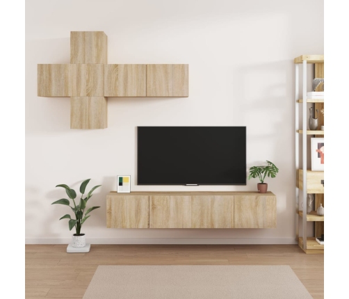 vidaXL Set de muebles para TV 7 pzas madera contrachapada roble Sonoma