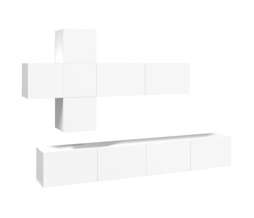 Set de muebles para TV 7 piezas madera contrachapada blanco