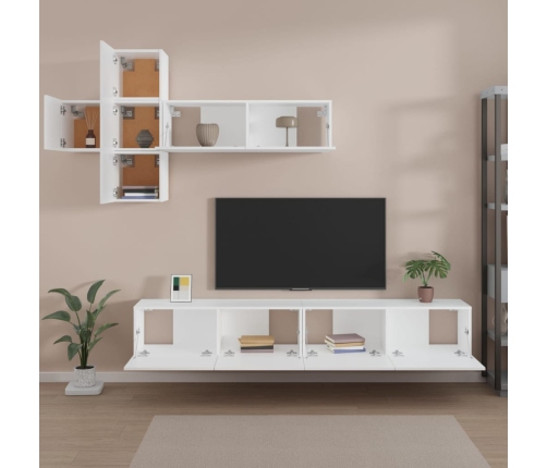 Set de muebles para TV 7 piezas madera contrachapada blanco