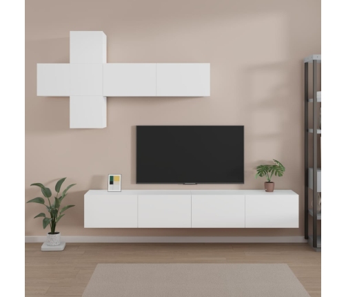 Set de muebles para TV 7 piezas madera contrachapada blanco