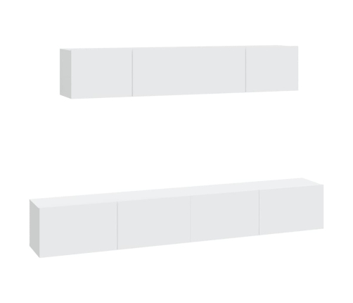 Set de muebles para TV 4 piezas madera contrachapada blanco