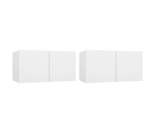 Set de muebles para TV 4 piezas madera contrachapada blanco