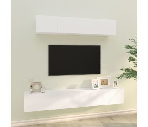 Set de muebles para TV 4 piezas madera contrachapada blanco