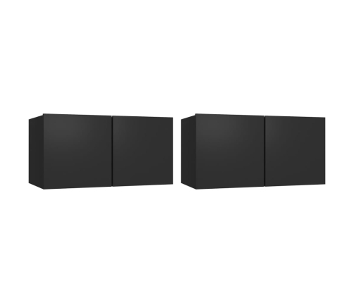 Set de muebles para TV 4 piezas madera contrachapada negro