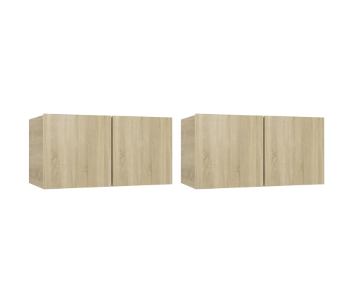 Set de muebles para TV 4 pzas madera contrachapada roble Sonoma