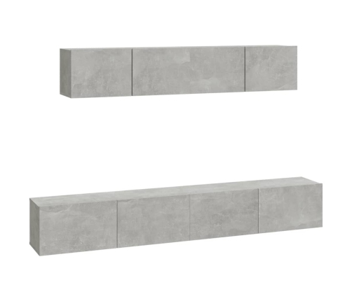 Set de muebles de TV 4 pzas madera contrachapada gris hormigón