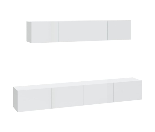 Set de muebles de TV 4 pzas madera contrachapada blanco brillo