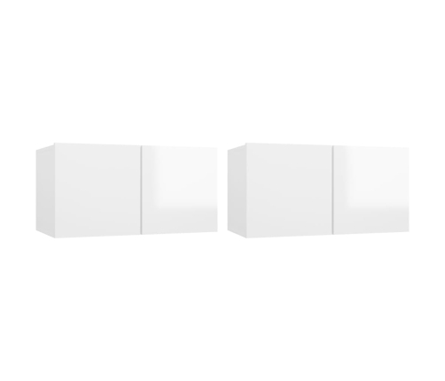 Set de muebles de TV 4 pzas madera contrachapada blanco brillo