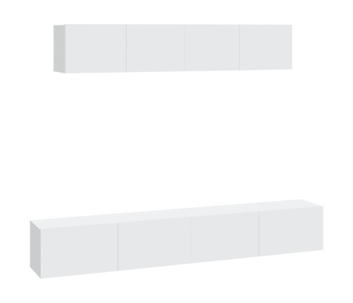 Set de muebles para TV 4 piezas madera contrachapada blanco