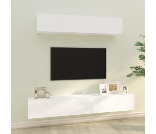 Set de muebles para TV 4 piezas madera contrachapada blanco