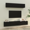 Set de muebles para TV 4 piezas madera contrachapada negro