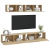 Set de muebles para TV 4 pzas madera contrachapada roble Sonoma