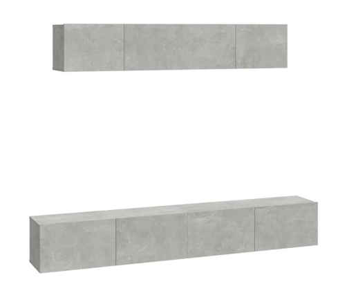 Set de muebles de TV 4 pzas madera contrachapada gris hormigón