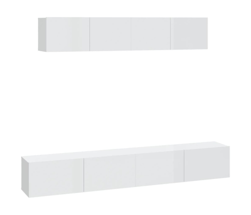 Set de muebles de TV 4 pzas madera contrachapada blanco brillo