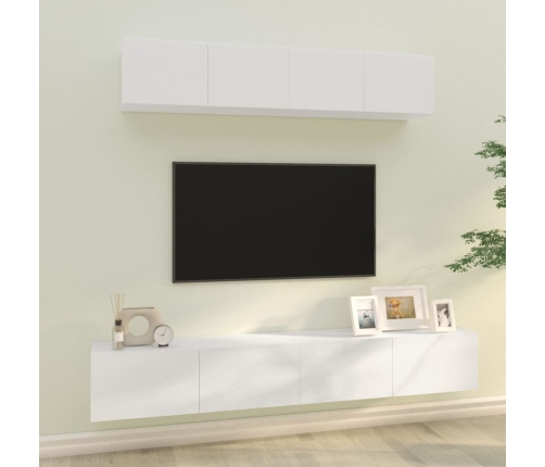 Set de muebles de TV 4 pzas madera contrachapada blanco brillo