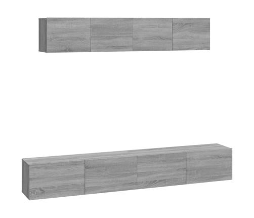 Set de muebles para TV 4 pzas madera contrachapada gris Sonoma