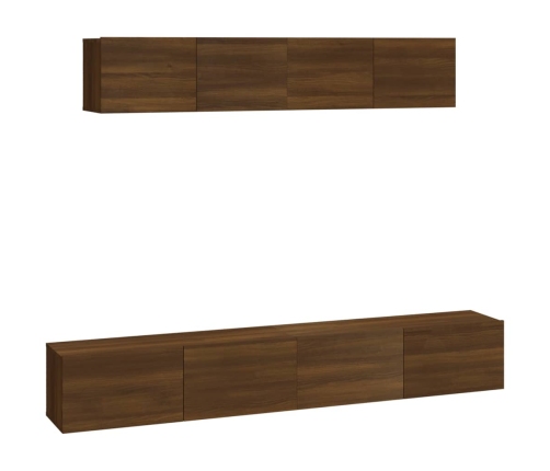 Set de muebles para TV 4 pzas madera contrachapada marrón roble