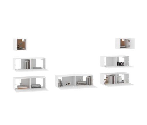 Set de muebles para TV 7 piezas madera contrachapada blanco