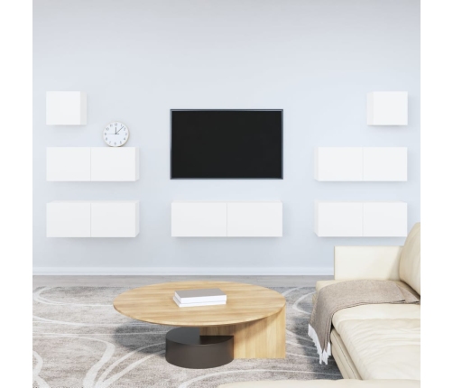 Set de muebles para TV 7 piezas madera contrachapada blanco