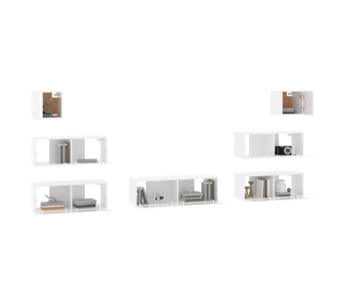 Set de muebles de TV 7 pzas madera contrachapada blanco brillo